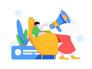 Notification announcement vector creative flat hand drawn illustration
