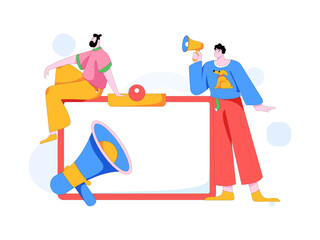 Notification announcement vector creative flat hand drawn illustration
