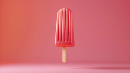 Vibrant pink ice pop floating against a matching pink background, highlighting summer vibes and refreshing treats in a fun and playful setting. 3D Illustration.
