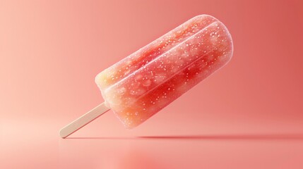 Vibrant pink popsicle against matching background. Refreshing summer treat, highlighting bright color and chilling ice texture. 3D Illustration.