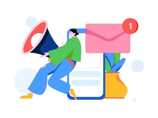 Notification announcement vector creative flat hand drawn illustration
