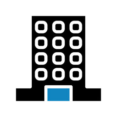 Building icon solid blue black illustration