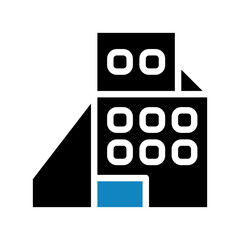 Building icon solid blue black illustration