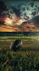 American football on the field. Generative AI.