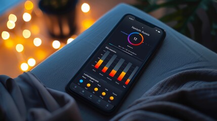 A smartphone displaying a sleep tracker app with data on sleep quality and length of sleep.