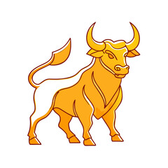 golden Bull logo vector art illustration icon logo, featuring a modern stylish shape with an underline, set on a solid white background.