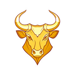 golden Bull logo vector art illustration icon logo, featuring a modern stylish shape with an underline, set on a solid white background.