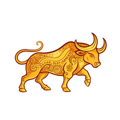 golden Bull logo vector art illustration icon logo, featuring a modern stylish shape with an underline, set on a solid white background.