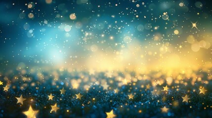 Obraz premium Enchanting Twinkling Stars Field Background with Soft Focus Bright Stars Space for Text in the Sky Wide Angle