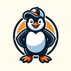 Obraz premium Vintage mascot logo design penguin with ice cream