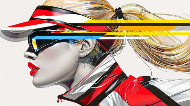 Futuristic athlete is racing toward the future, embracing speed and determination