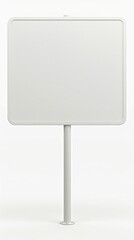 Blank White Yard Sign with Metal Stand in Empty Space