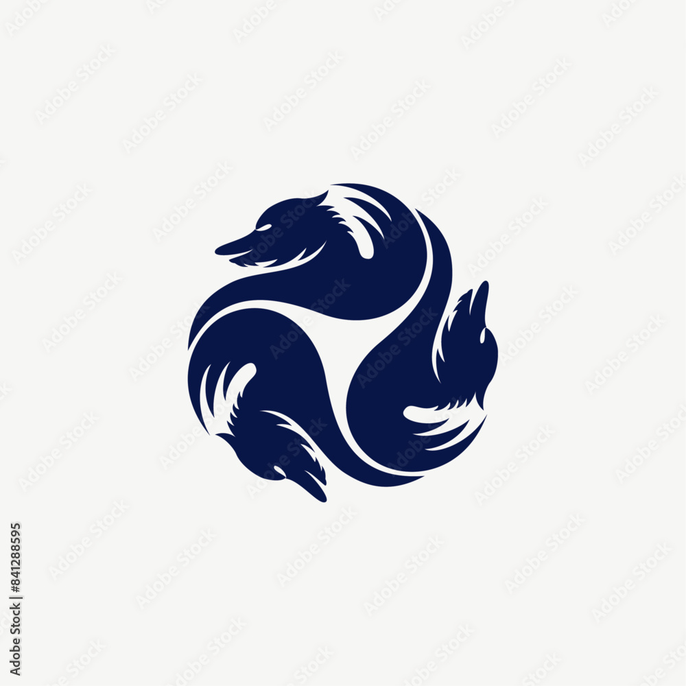 Wall mural minimalist three wolf logo icon vector