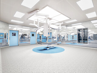 Empty operating room Interior of an operating room in clinic with modern medical 