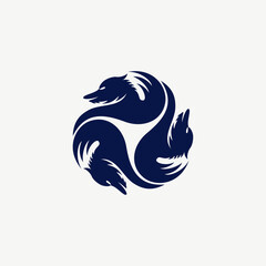 Minimalist Three Wolf Logo Icon Vector
