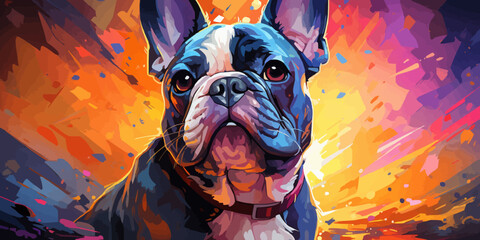 portrait of cute english bulldog vector flat bright color