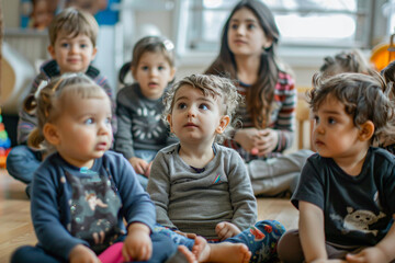 Fototapeta premium a group of children sitting on the floor