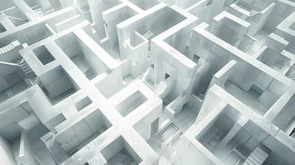 3d rendering maze in top view