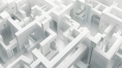 3d rendering maze in top view