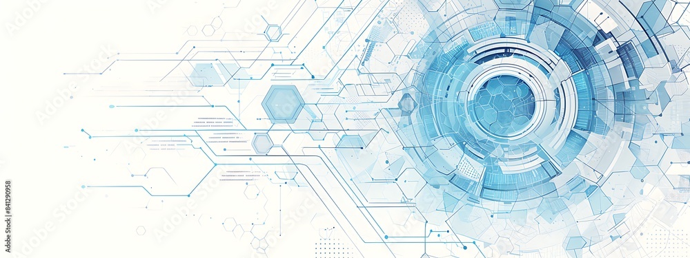 Poster Abstract background with hexagons and digital connections on white background vector illustration