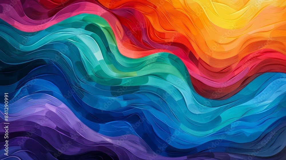 Wall mural abstract colorful wavy pattern with vibrant hues and smooth textures, ideal for modern design and di