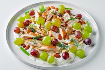Exquisite Chicken Salad with Sliced Grapes and Creamy Dressing