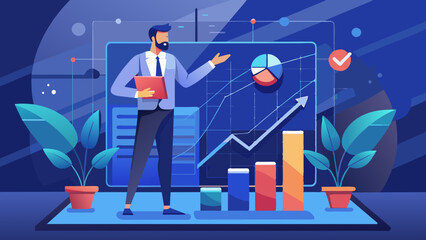 Businessman Presenting Growth Chart in a Corporate Presentation