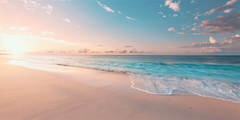 Beach with blue sea from above, Summer holiday illustration