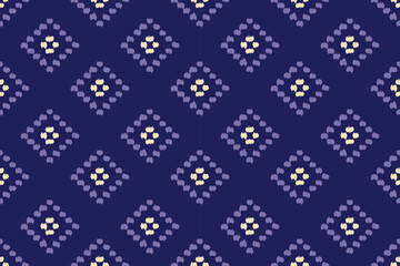 Hand drawn ikat oriental ethnic seamless pattern traditional on background. Design for ikat pattern  carpet, wallpaper, clothing, wrapping, batik, ikat fabric, illustration embroidery style.