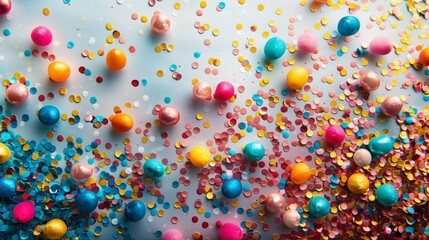 Vibrant Close-Up of Colorful Confetti on a White Background Celebrating Festive Occasions and Joyful Celebrations