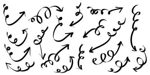 hand drawn Arrows icons Set. arrow icon with various directions. Doodle vector illustration. isolated on a white background
