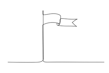One line flag. Hand drawn continuous graphic isolated icon.