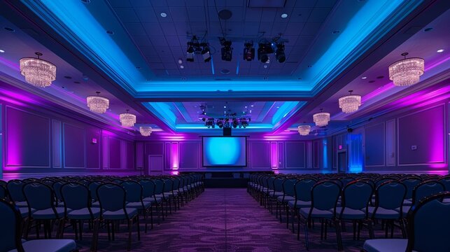 Elegant conference room with vibrant lighting