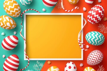 Fototapeta premium A colorful Easter egg arrangement in a square frame