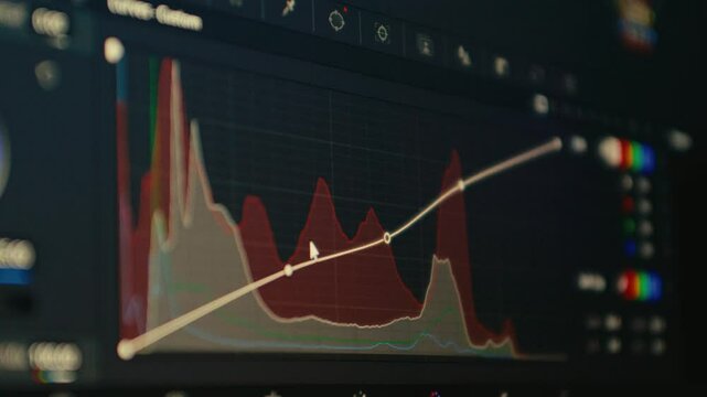 working on curves node during grading and color correction of video files in post production 