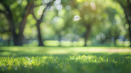 Obraz premium Park defocused. Blurry park without people with a blank background. Title. 8K. HD. Room for text. 