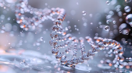 Glass crystal DNA spiral structure, accurate and detailed structural diagram, close-up shots, clean background