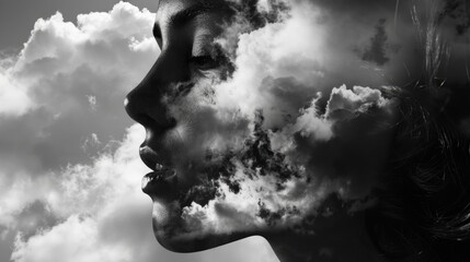 A person exhaling smoke, a surreal and unusual image