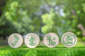 net zero Carbon neutral concepts for net zero emissions, environmental, social and governance...