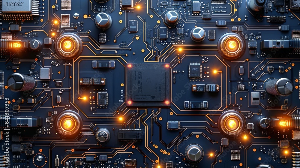 Poster circuit board in manufacturing process, it is used for manufacturer website background. generative a