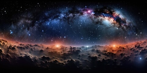Fototapeta premium A view of the night sky with clouds and stars, great for use in astronomy or space-themed contexts