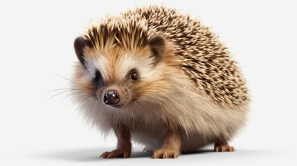 Obraz premium A small hedgehog standing on a white surface, great for illustrations or designs
