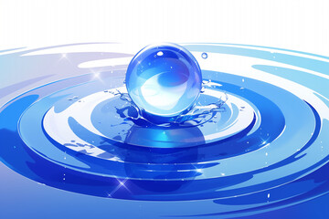 Tranquil Water Drop Sphere Illustration - 静かな水滴球の図