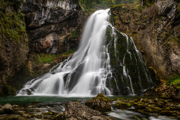 Obraz premium Long Time Exposure of Gollinger Waterfall near Salzburg, Austria, Europe