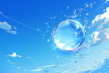 Serene Water Drop Sphere Background Illustration -  穏やかな水滴球の背景イラスト