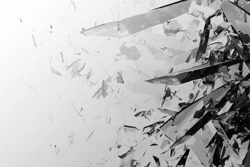 Shattered Glass Monochrome Frame Background with Reflective Broken Pieces for Design Projects デザイン プロジェクト用の反射性の壊れた破片を持つ粉砕されたガラスのモノクロ フレームの背景