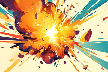 Colorful Cartoon Style Explosion Moment Background Illustration