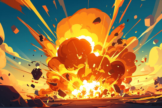 Colorful Cartoon Style Explosion Moment - Dynamic Pop Art Background Illustration