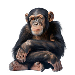 Naklejka premium [Transparent Background PNG]Thoughtful Chimpanzee Portrait