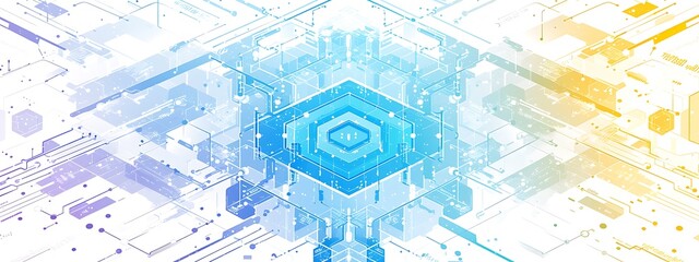 Fototapeta premium Abstract background with hexagons and digital connections on white background vector illustration